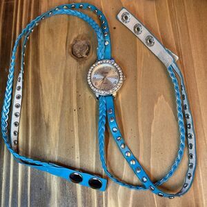 Vivani Ladies Rhinestone Watch Wrap Leather Band New Battery